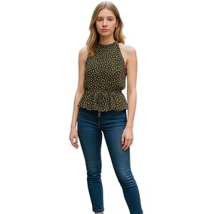 Sam Edelman Yellow Tie Front Peplum Blouse